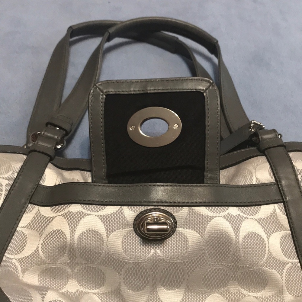 Dark grey/light grey/silver official Coach satchel - Picture 7 of 8